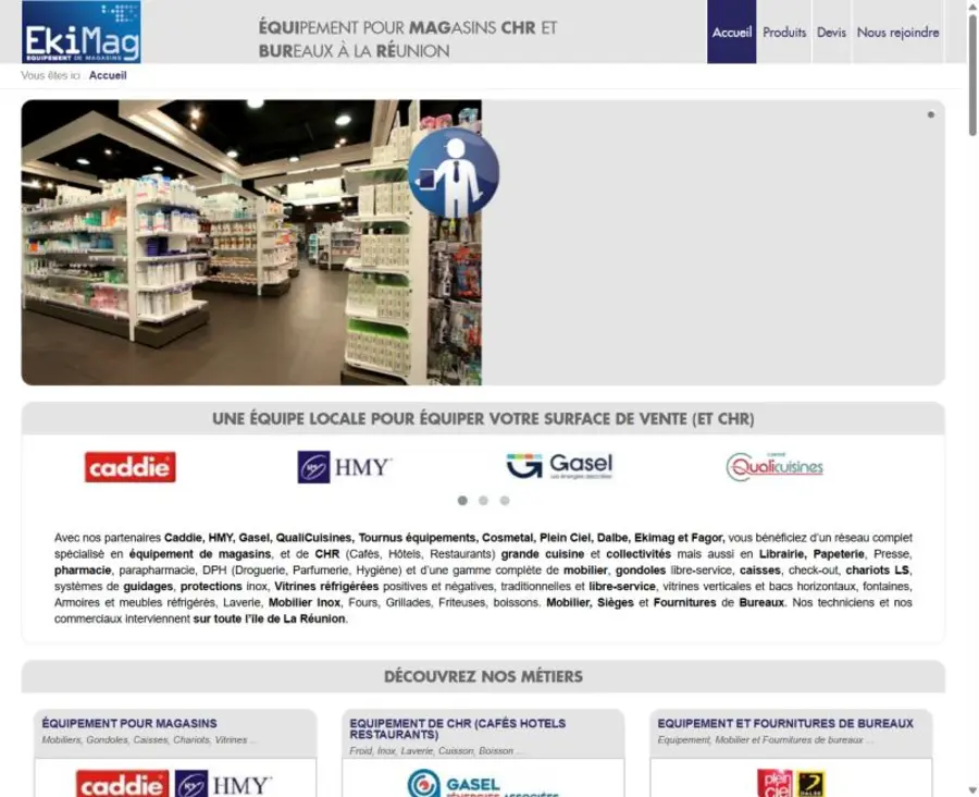 Capture d'écran du site Ekimag — Vitrines réfrigérées CHR
