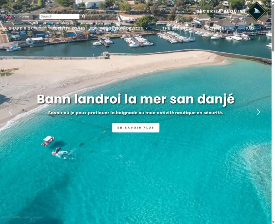 Capture d'écran du site Centre Sécurité Requin — La Réunion