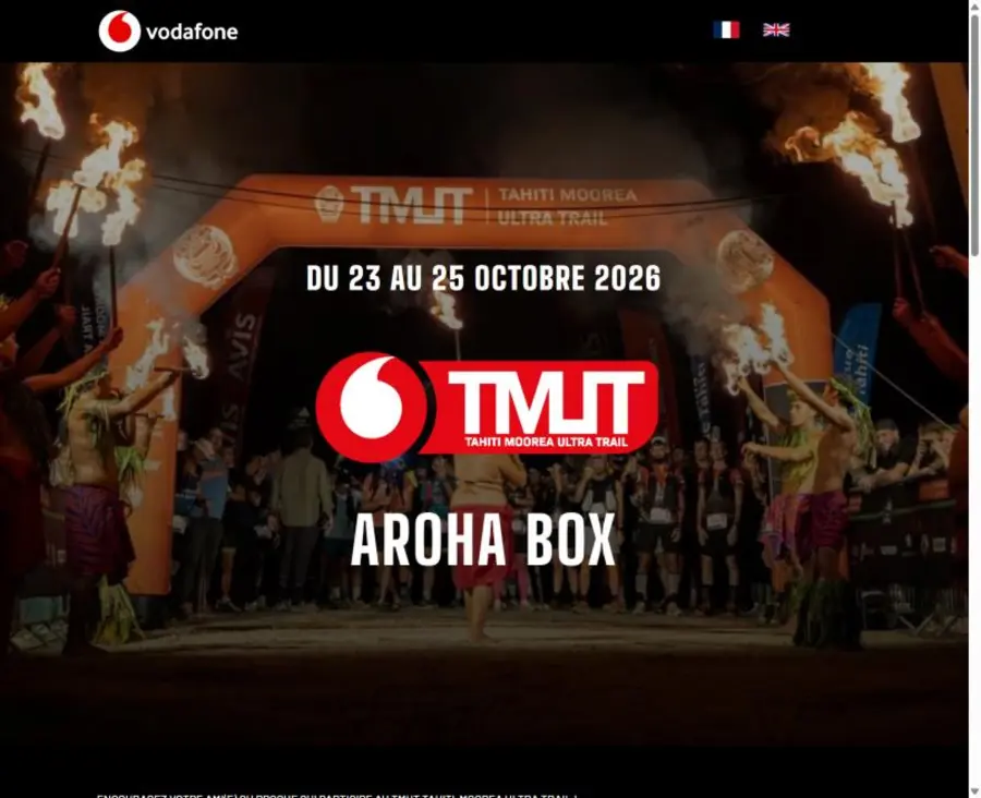 Capture d'écran du site Vodafone TMUT — Aroha Box